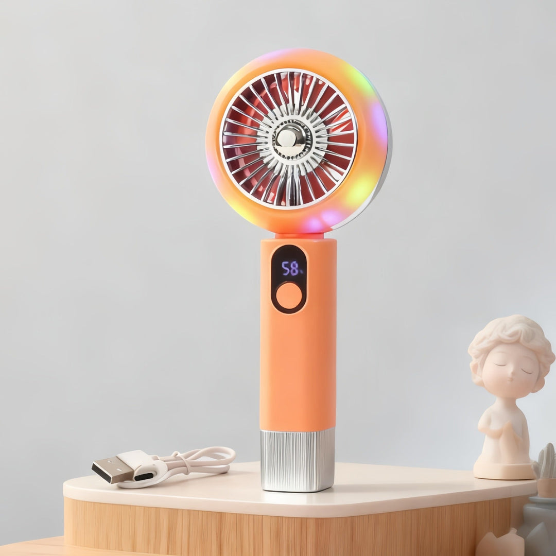 Women Portable Mini Hand Fan with LED Display and Digital Control Kalsten