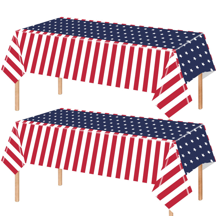 Unisex nan patriotic rectangular party tablecloth with stars and stripes waterproof disposable plastic Kalsten
