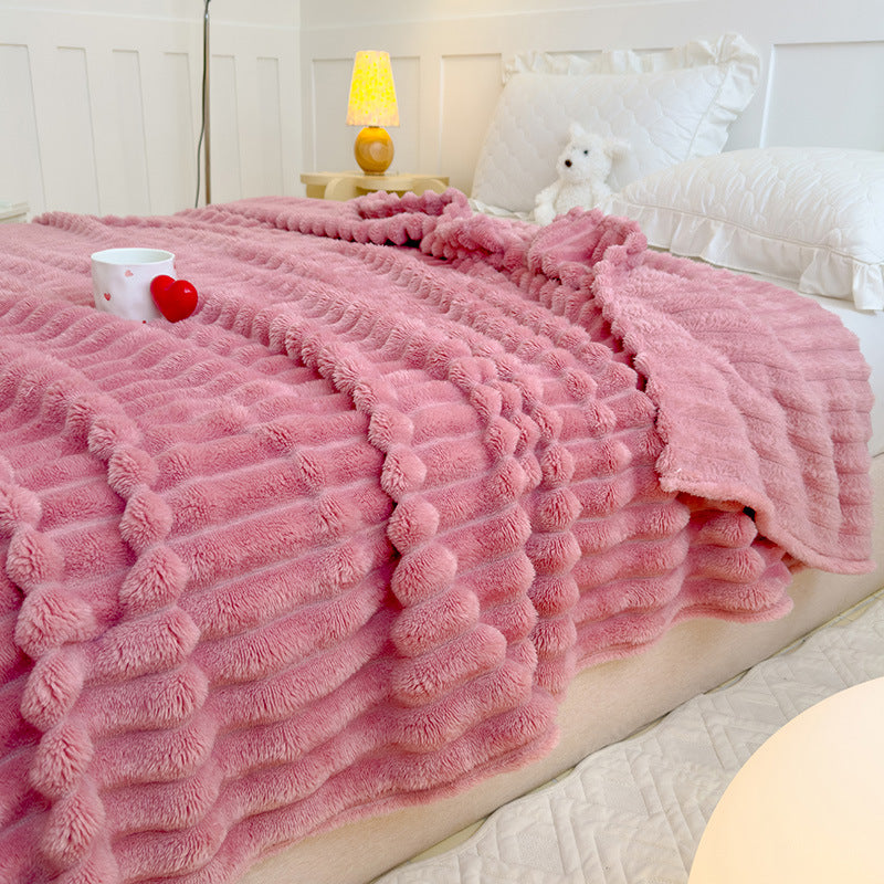 Women High-pile Cozy Blanket with Wave Pattern Kalsten
