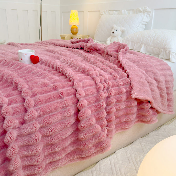 Women High-pile Cozy Blanket with Wave Pattern Kalsten