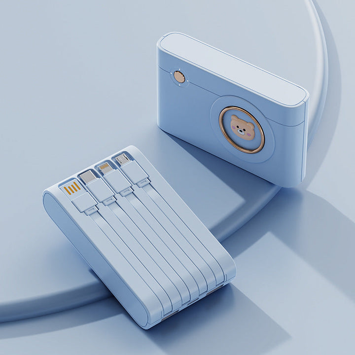 Portable power bank with integrated cable system and innovative charging functions Kalsten
