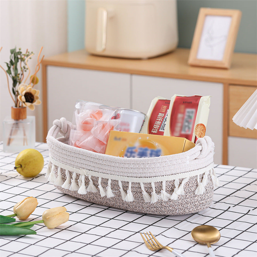 Women Decorative Storage Basket with Fringe Decoration Kalsten