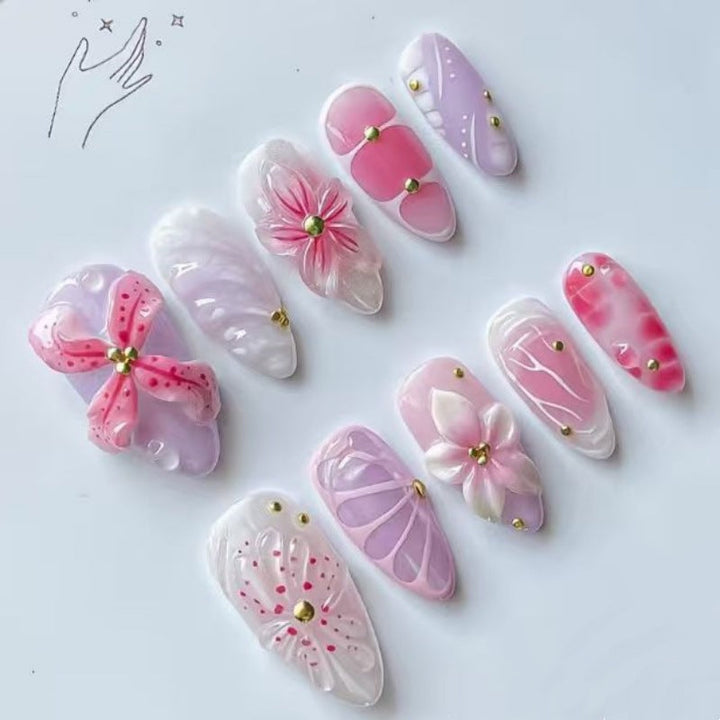 Artistic Floral Press-On Nail Collection Kalsten