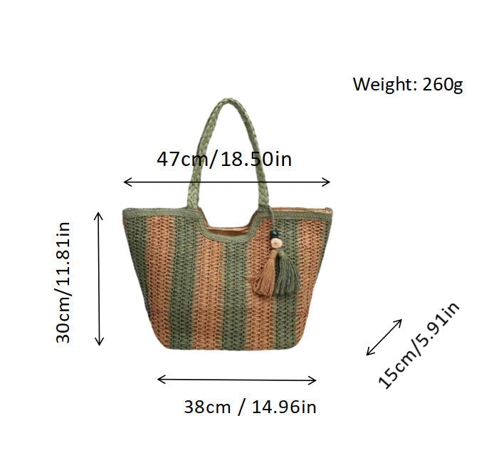 Beach bag with cheerful stripes and tassel details Kalsten