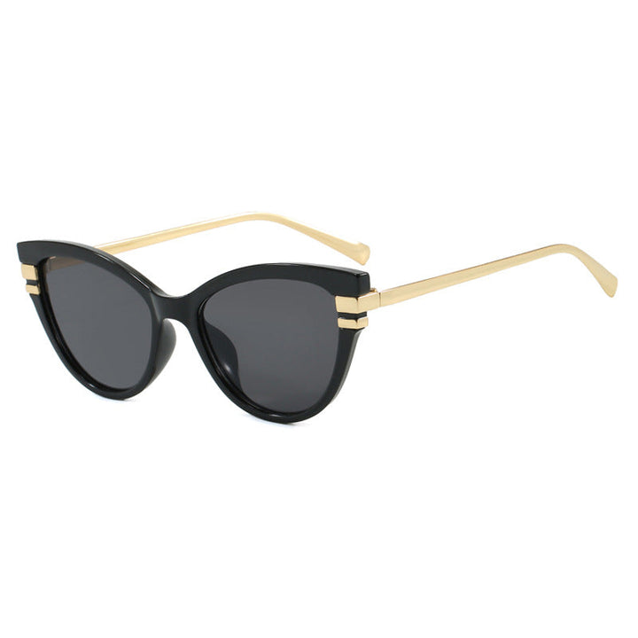 Ladies Cat-Eye Sunglasses with Elegant Plastic Frame and Golden Accents Kalsten