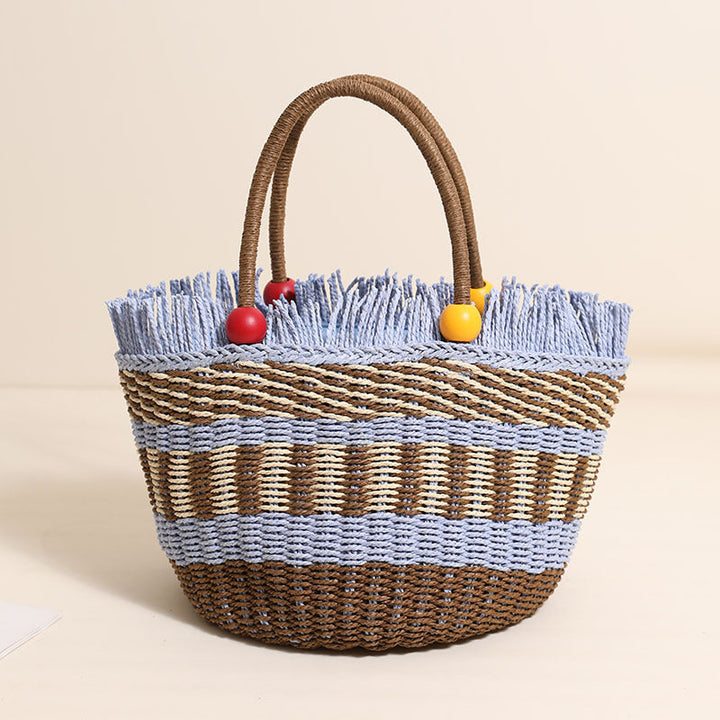 Stylish tote bag with colorful fringes Kalsten