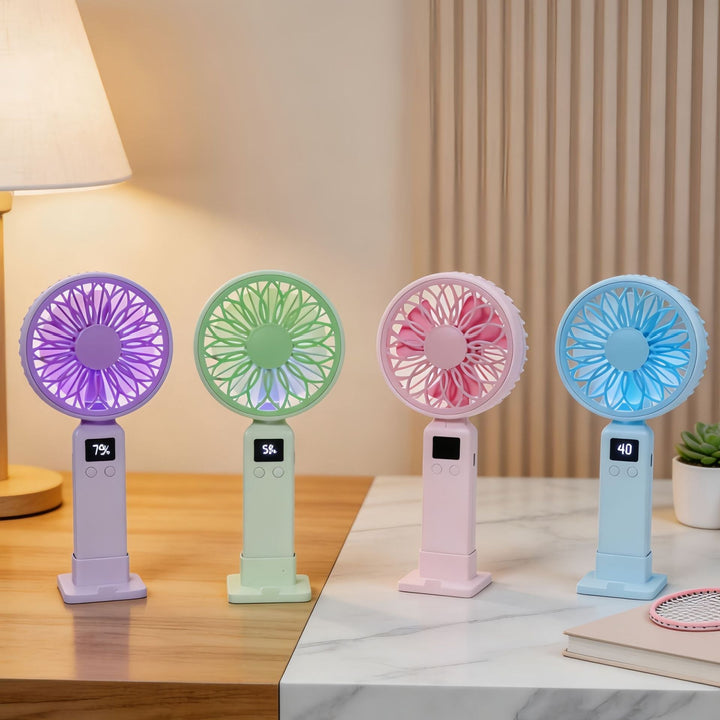 Ladies portable USB fan with digital speed display and ergonomic design Kalsten