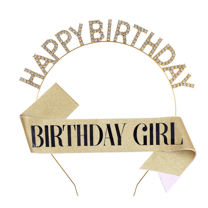 Ladies Glitter Headband with "Happy Birthday" Inscription Kalsten