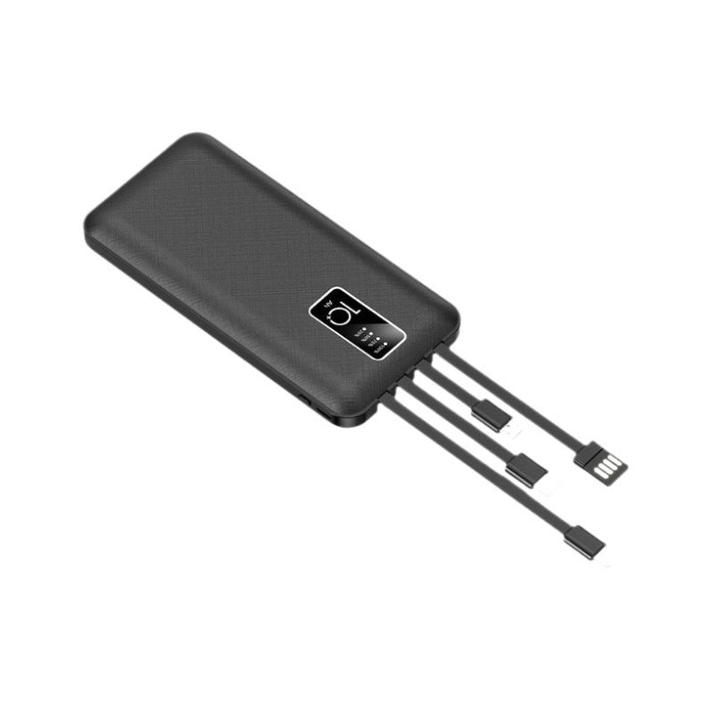 Portable power bank with integrated charging cables and digital charge level indicator Kalsten