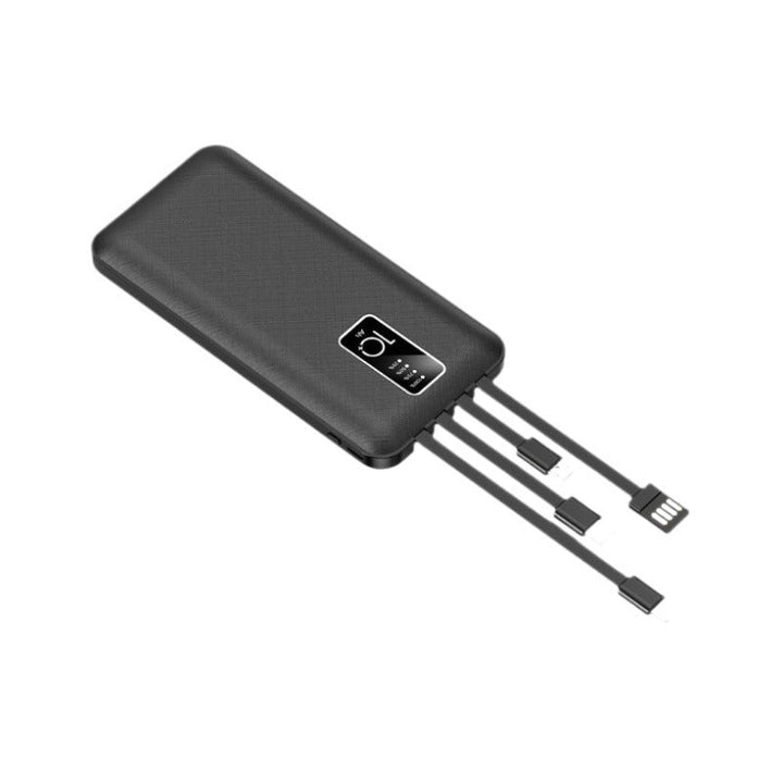 Portable power bank with integrated charging cables and digital charge level indicator Kalsten