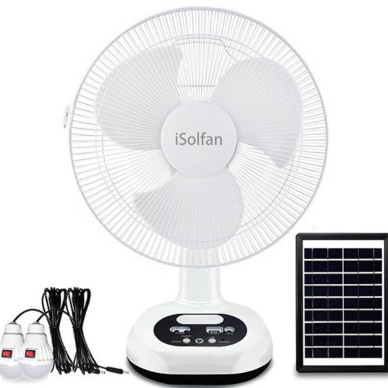 Women's solar-powered table fan with integrated LED lighting and remote control Kalsten