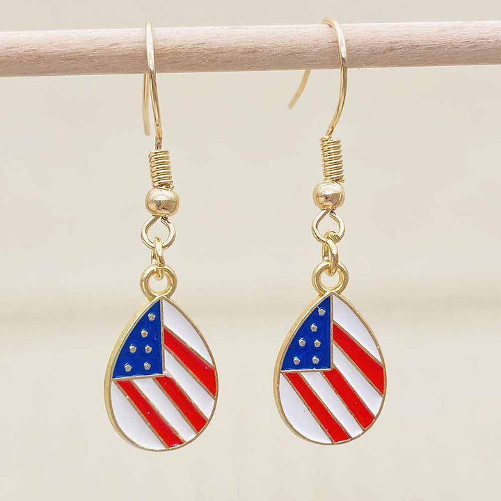 Women's Independence Day patriotic enamel flag dangle earrings with hypoallergenic fishhook wires Kalsten