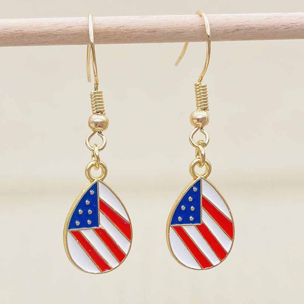 Women's filigree drop earrings with enameled flag pendants and metal hook closure Kalsten