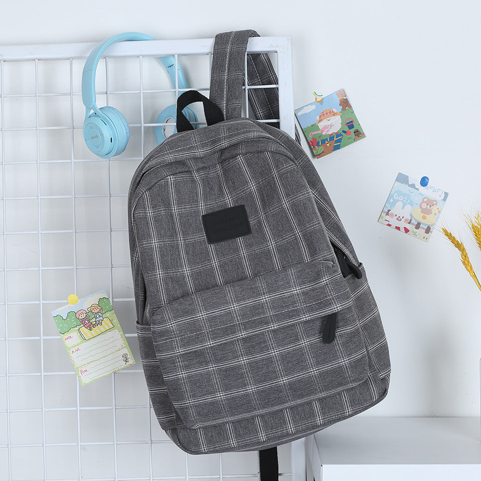 Classic Plaid Pattern School Backpack Kalsten