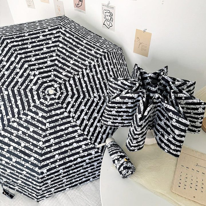 Women Foldable Umbrella with Stylish Stripe Pattern Kalsten