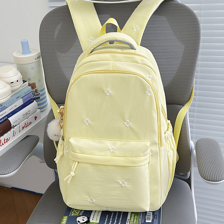 Floral-Embellished Lightweight School Backpack