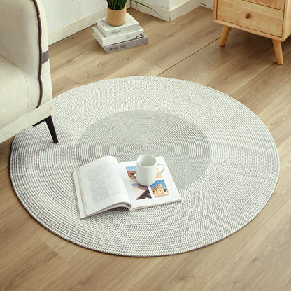 Rustic Round Rug with Fringes Acalora