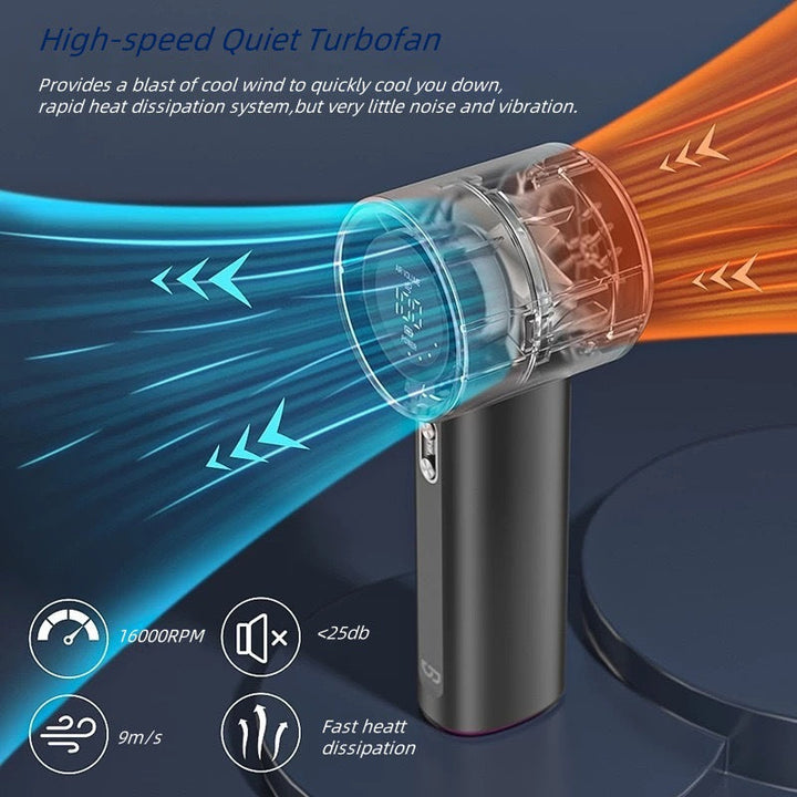 Women Portable Hand Fan with Digital Display and Variable Speed Control Kalsten