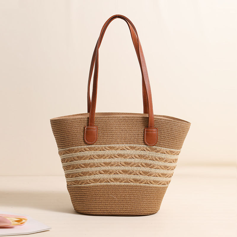 Elegant Bast Tote Bag with Leather Accents Kalsten