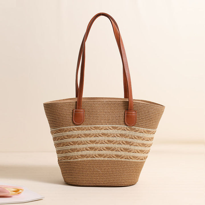 Elegant Bast Tote Bag with Leather Accents Kalsten