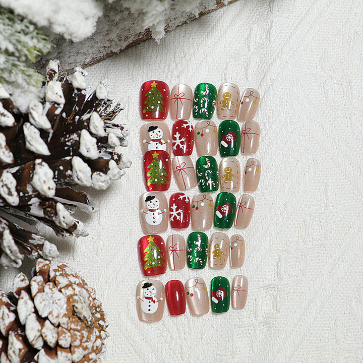Festive Holiday-Themed Press-On Nail Art Set Kalsten