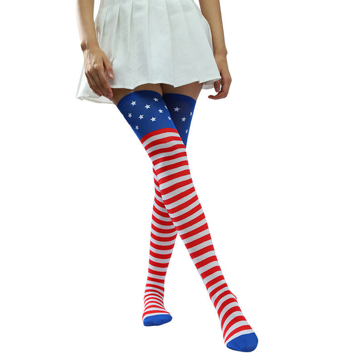 Ladies knee-high stockings with large star pattern, elastic finish and reinforced toe section Kalsten