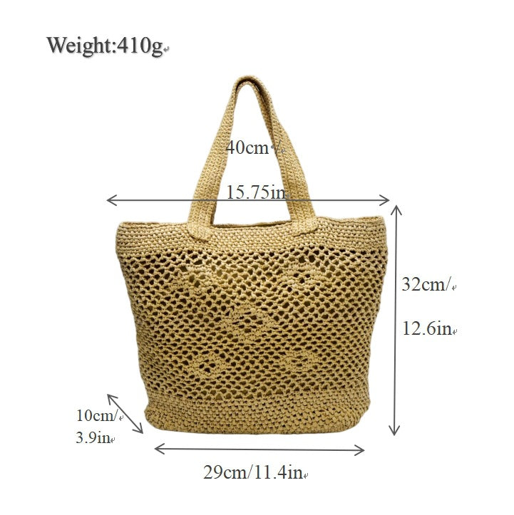 Large macrame bag with leather accents Kalsten