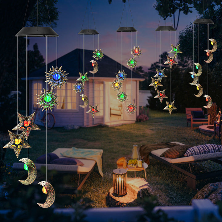 Decorative Hanging Star Wind Chime With Brass Stars And Tubular Aluminum Chimes Kalsten