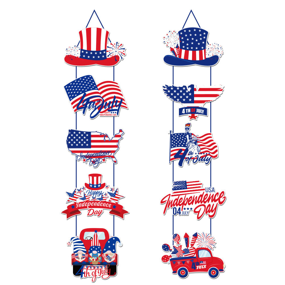 Independence Day multi-panel layered porch hanging sign garland with weatherproof PVC-backed panels and reinforced rope Kalsten