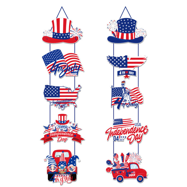 Independence Day multi-panel layered porch hanging sign garland with weatherproof PVC-backed panels and reinforced rope Kalsten