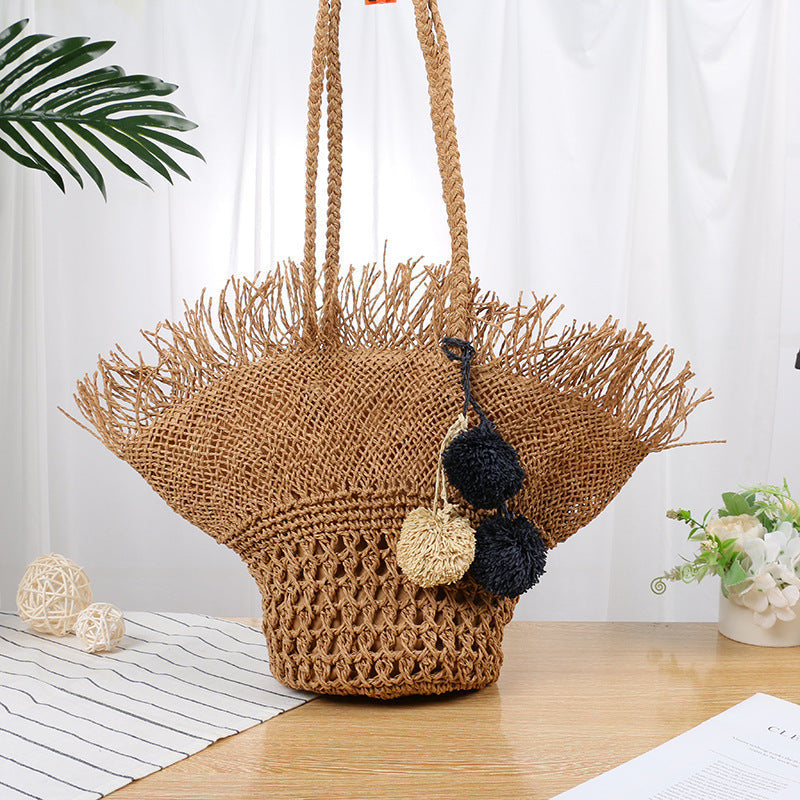 Elegant Basket Bag with Fringed Design Kalsten