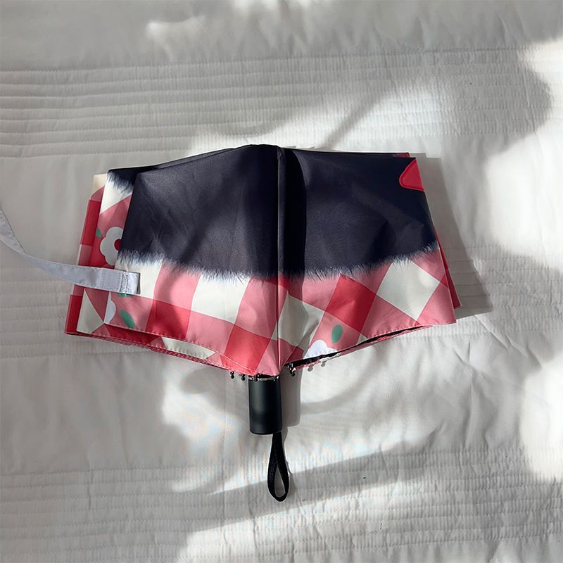 Women's Foldable Umbrella with Stylish Check Pattern Kalsten