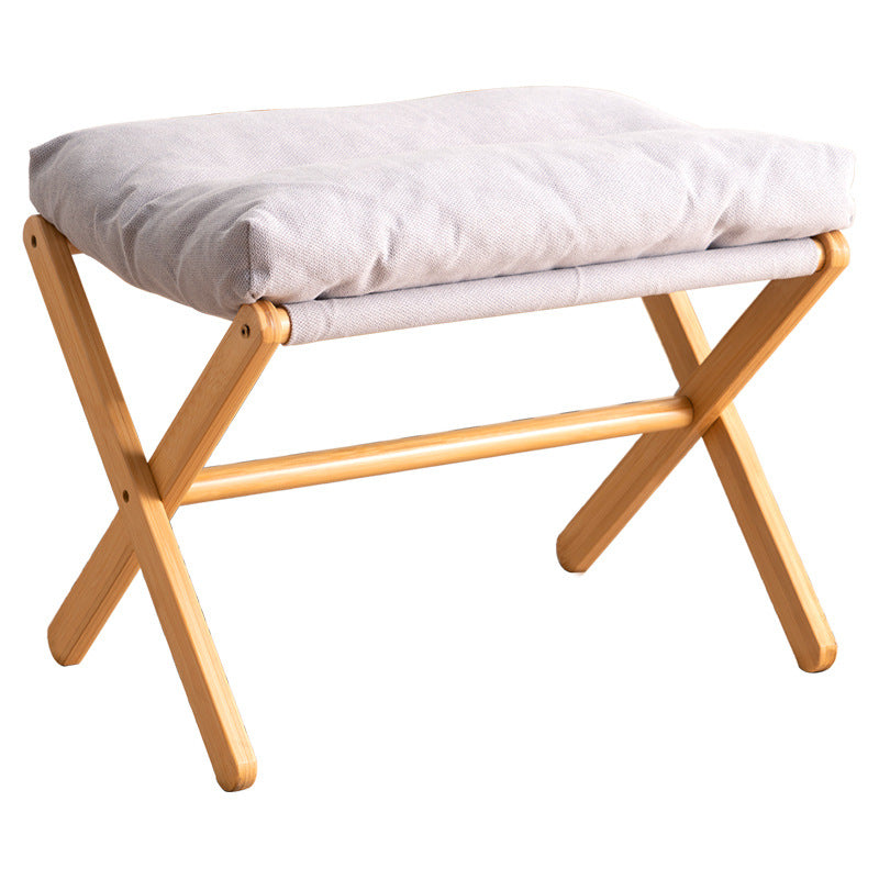 Folding Stool with Padded Seat and Stable Wooden Frame Kalsten