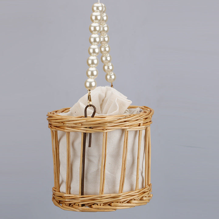 Women's elegant basket bag with pearl chain Kalsten