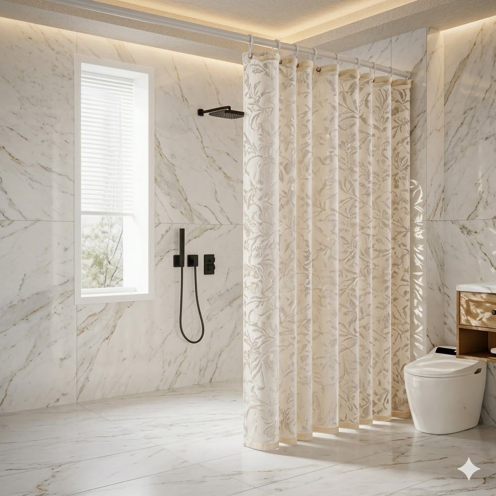 Women's Elegant Textured Botanical Shower Curtain Kalsten