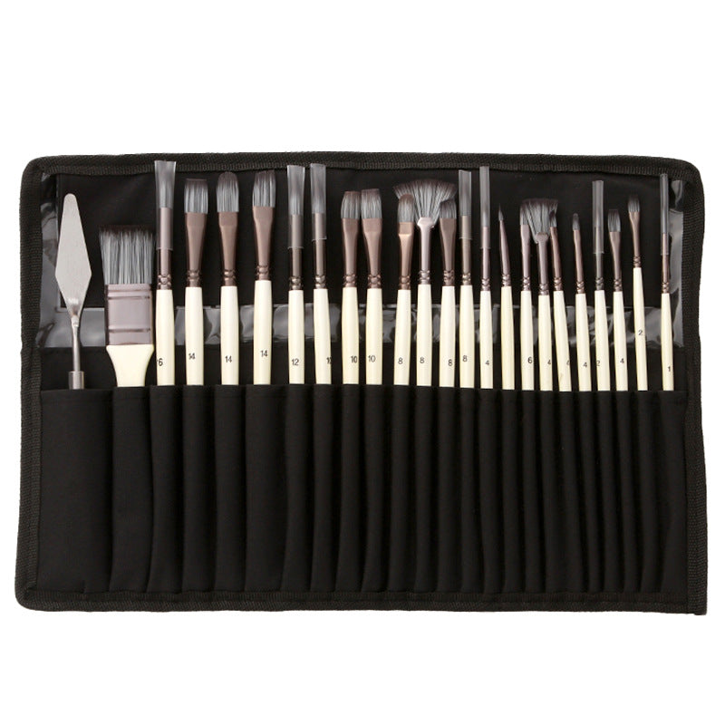 Brush set 24-piece with roll-up case and palette knife | Kalsten