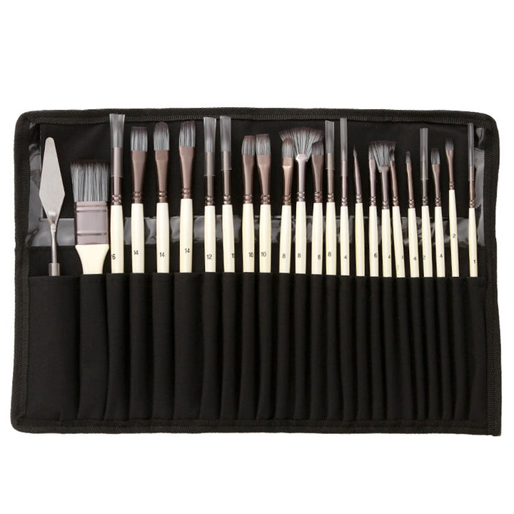 Brush set 24-piece with roll-up case and palette knife | Kalsten