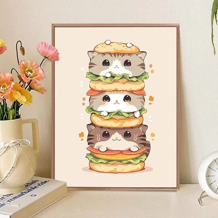 Playful Cat-Themed Food Art Print Kalsten