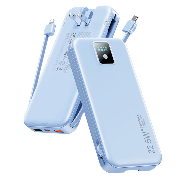 Power bank with digital LCD display and integrated charger Kalsten