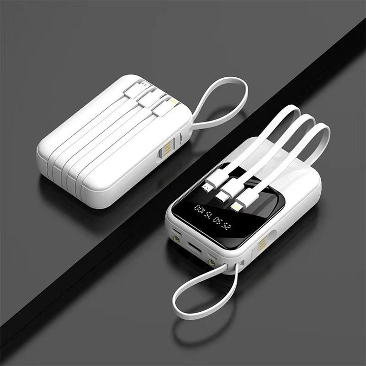 Portable power bank with integrated multifunctional cable system and digital display Kalsten
