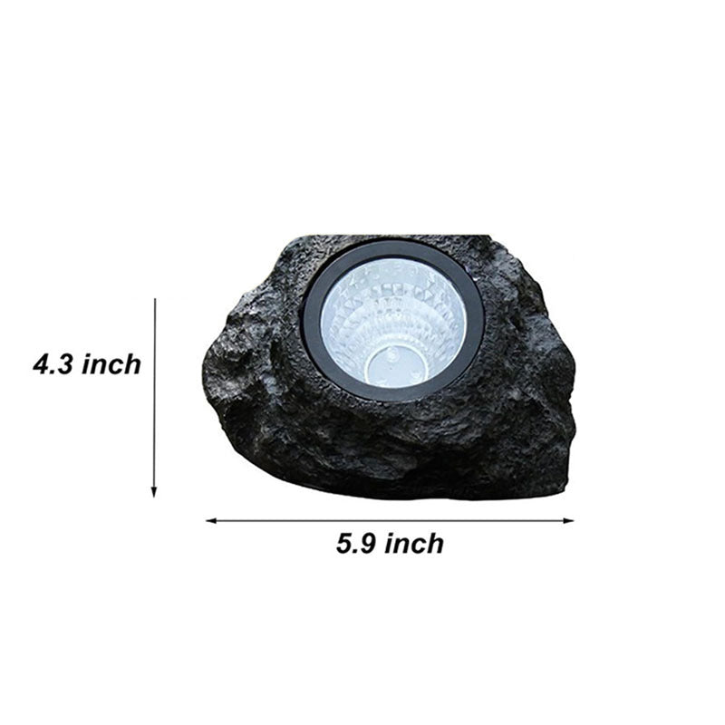 Solar-Powered LED Faux-Rock Garden Spotlight With Integrated Solar Panel And Weatherproof Textured Resin Housing Kalsten
