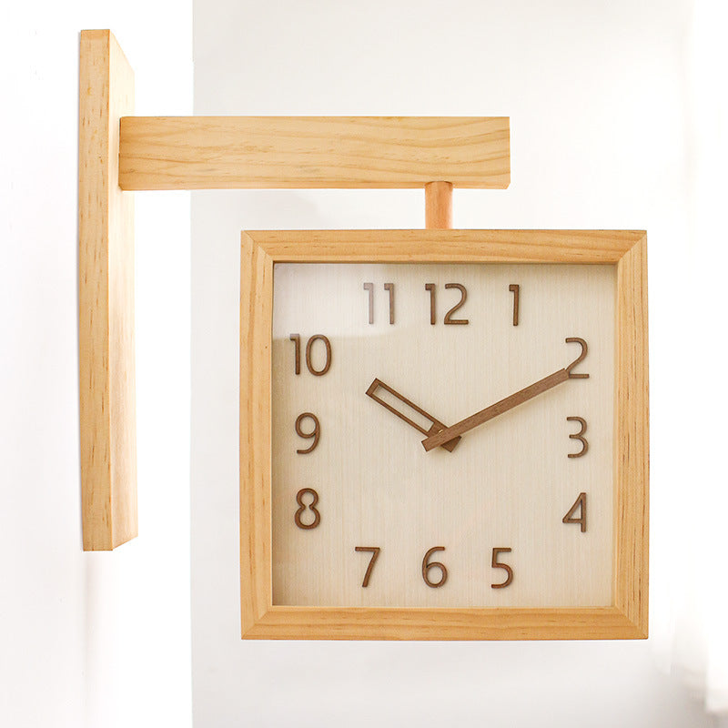 Kalsten | Wall-Corner-Two-Sided Wood-Analog-Clock