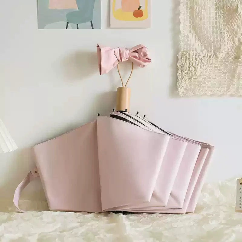 Women's Elegant Folding Umbrella with Wooden Handle Kalsten