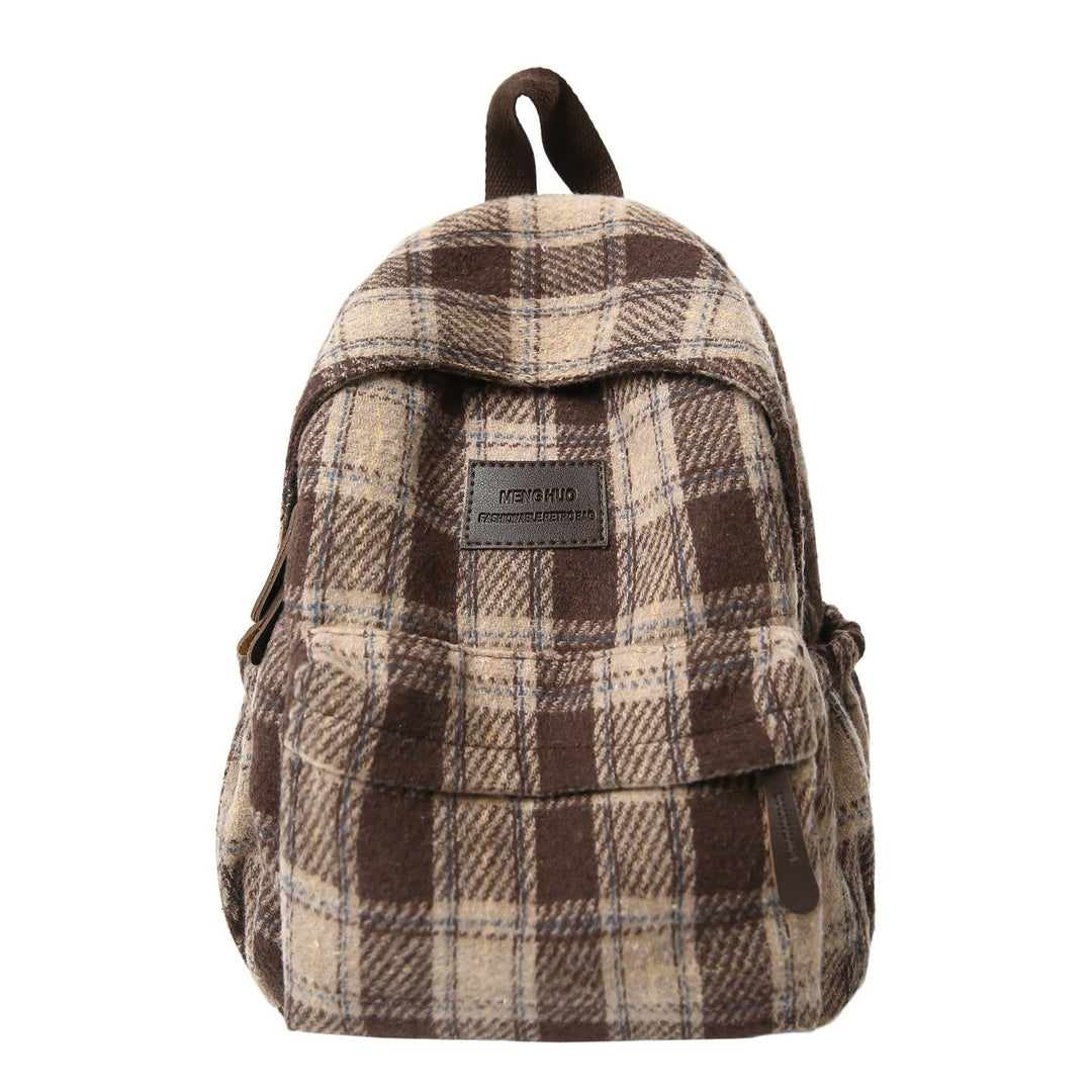 Cozy Plaid Pattern School Backpack Kalsten
