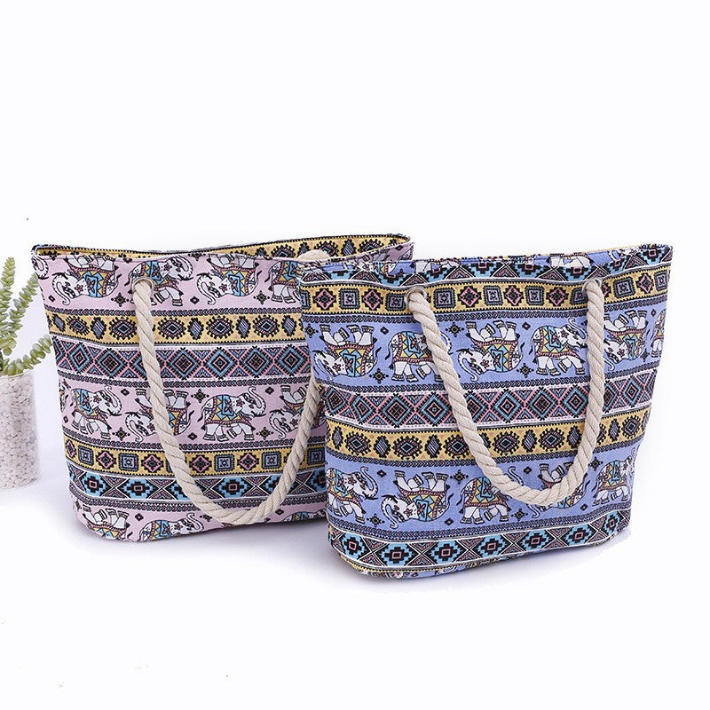 Large and Colorful Beach Bag with Mandala Pattern Kalsten