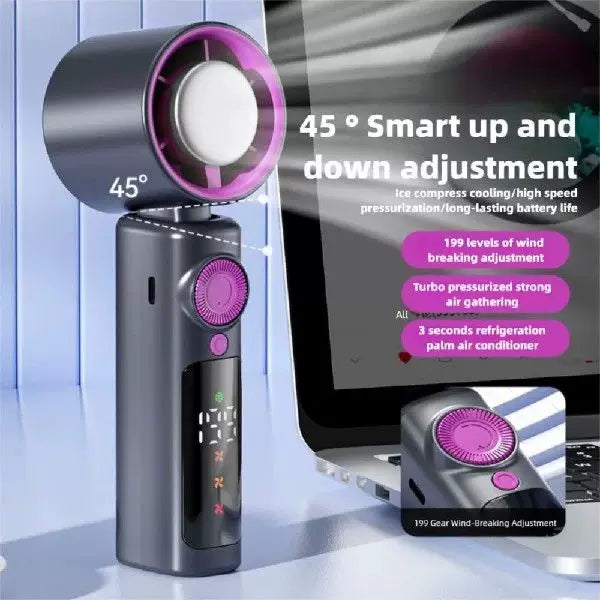 Unisex one size compact wireless turbine air circulator with digital LED display precise speed selection Kalsten