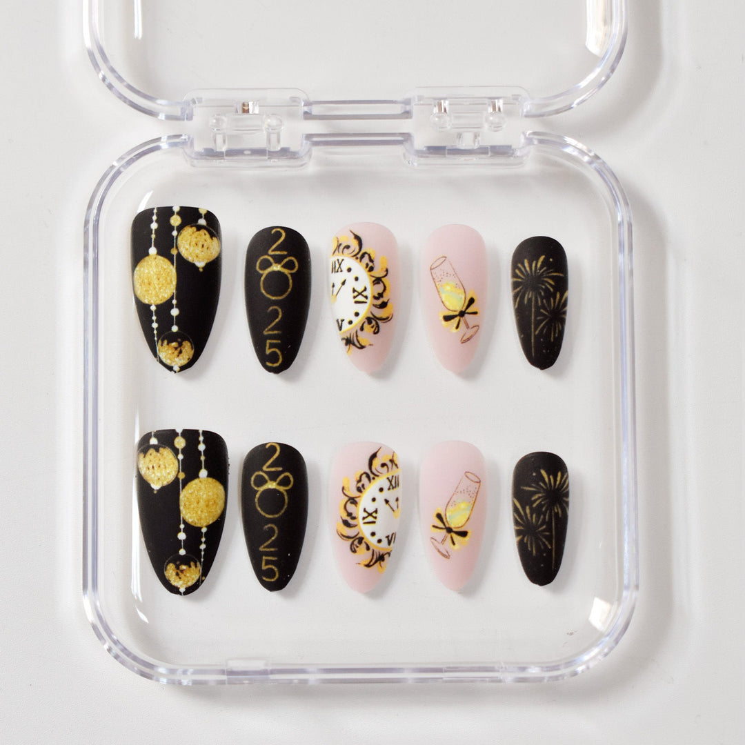 Festive New Year Themed Press-On Nail Art Kalsten