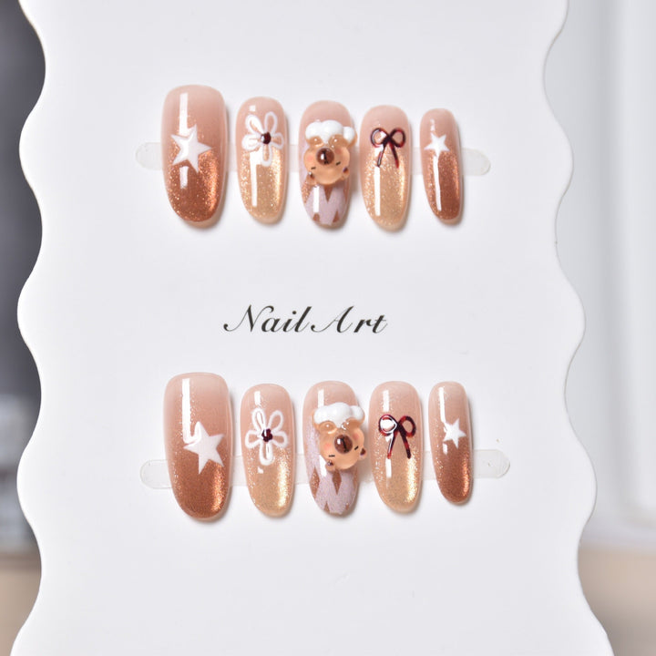 Artistic 3D Character-Themed Press-On Nail Extensions Kalsten