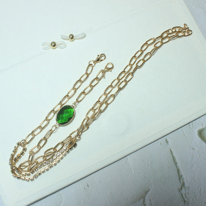 Elegant necklace with green stone and golden accents Kalsten