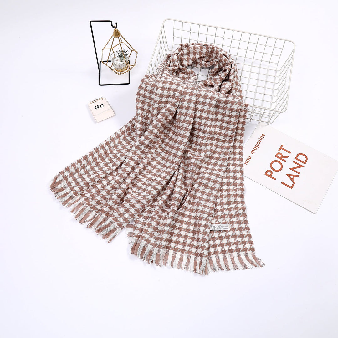 Ladies elegant scarf with houndstooth pattern Kalsten